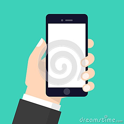 Mobile phone in a man`s hand. EPS 10 Vector Vector Illustration